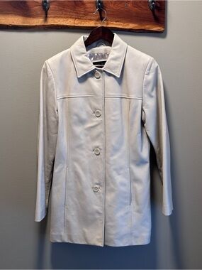 Wilsons Leather Cream Single-Breasted Leather Coat